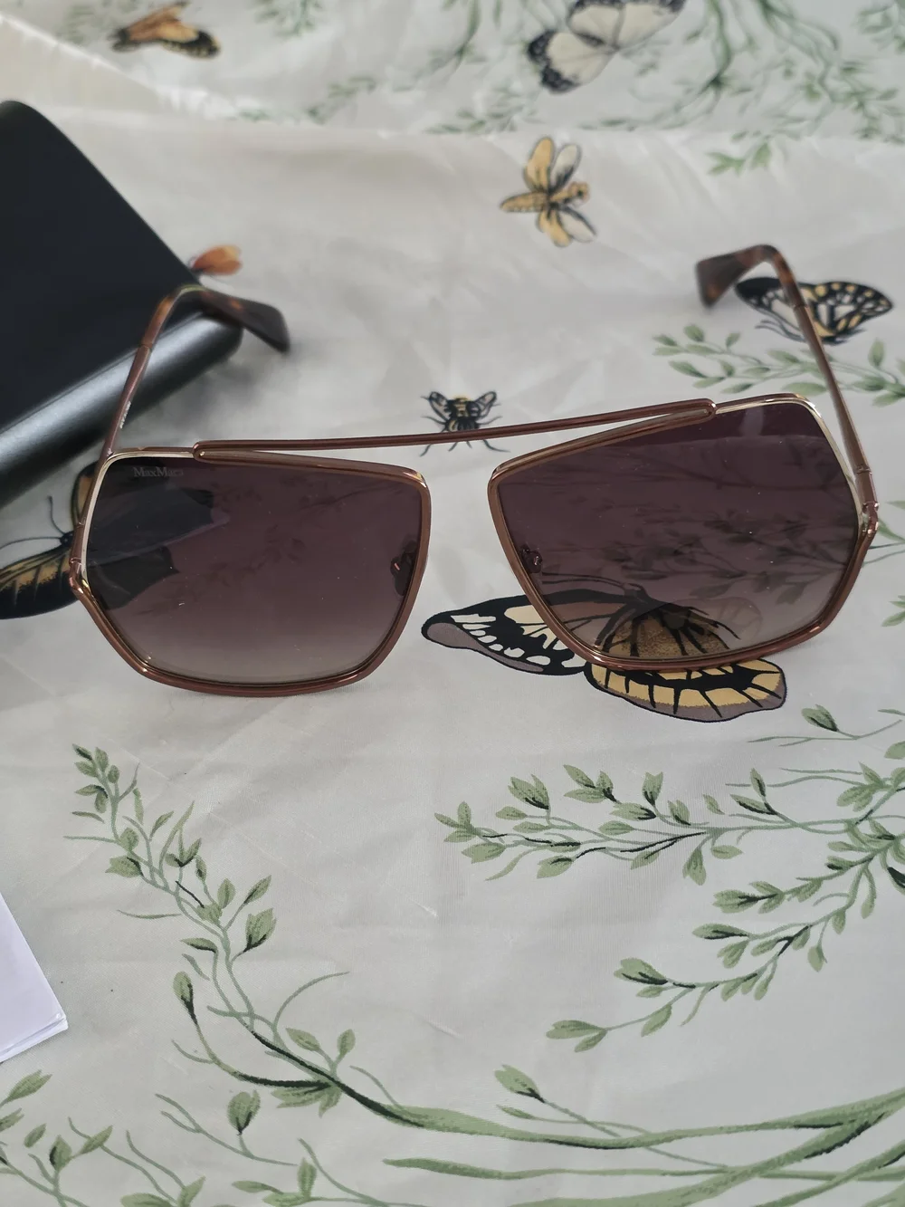 Max Mara Elsa MM0006 Rose Gold Geometric Sunglasses 64mm NWT